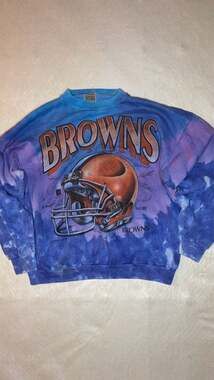 Vintage Furst of a Kind Upcycled Cleveland Browns Tie-Dye Crewneck Sweatshirt